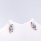 Baguette Cut Lab Grown Diamond Lightning Bolt Stud Earrings