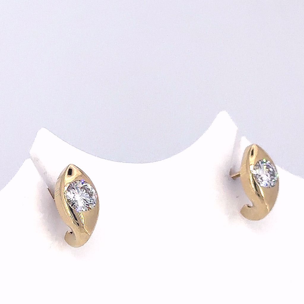 2 Carat Round Lab Grown Bezel Set Diamond Stud Earrings