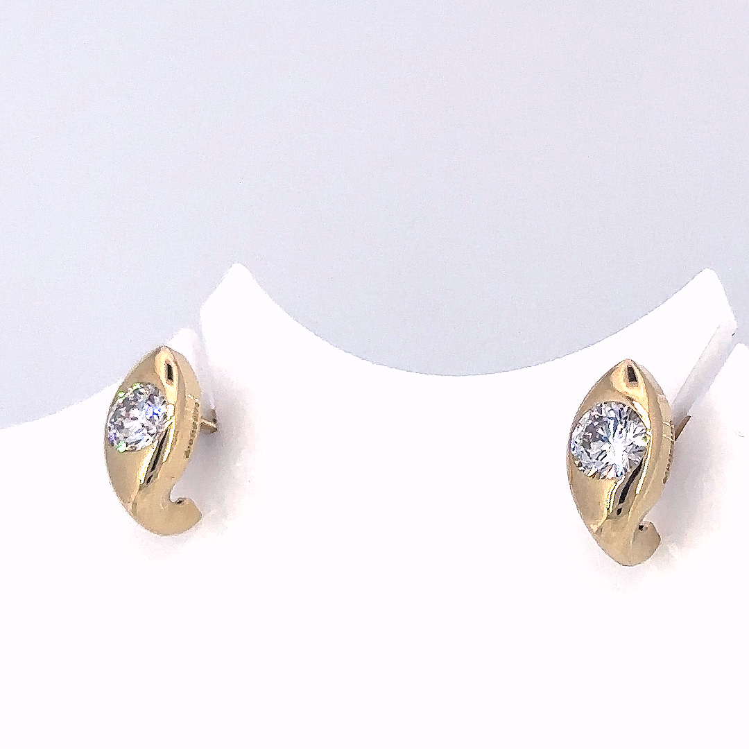 2 Carat Round Lab Grown Bezel Set Diamond Stud Earrings