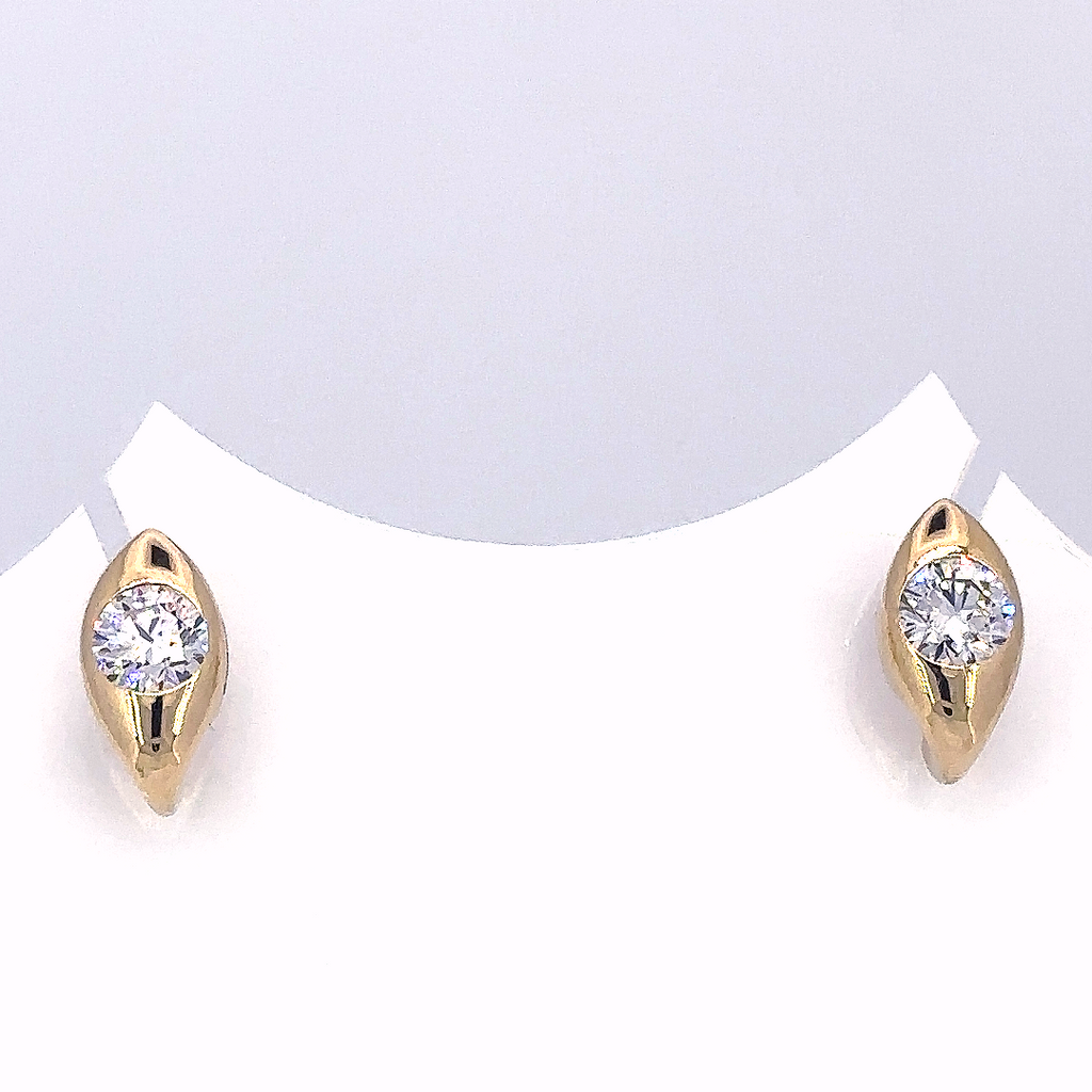 2 Carat Round Lab Grown Bezel Set Diamond Stud Earrings
