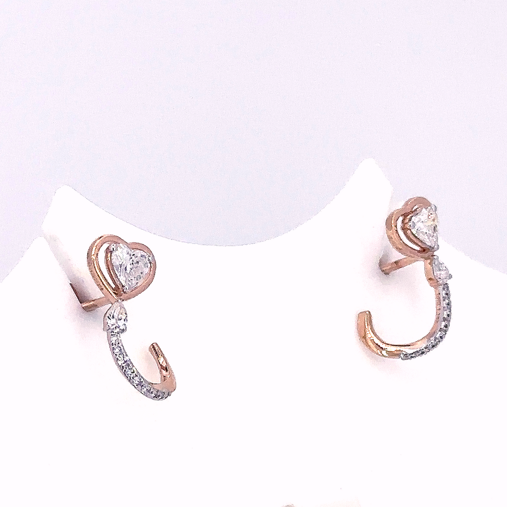Heart Shaped Climber Stud Earrings with Lab Grown Diamond
