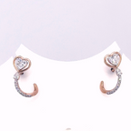 Heart Shaped Climber Stud Earrings with Lab Grown Diamond