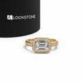 Emerald Cut Lab Grown Diamond Geometric Halo Engagement Ring