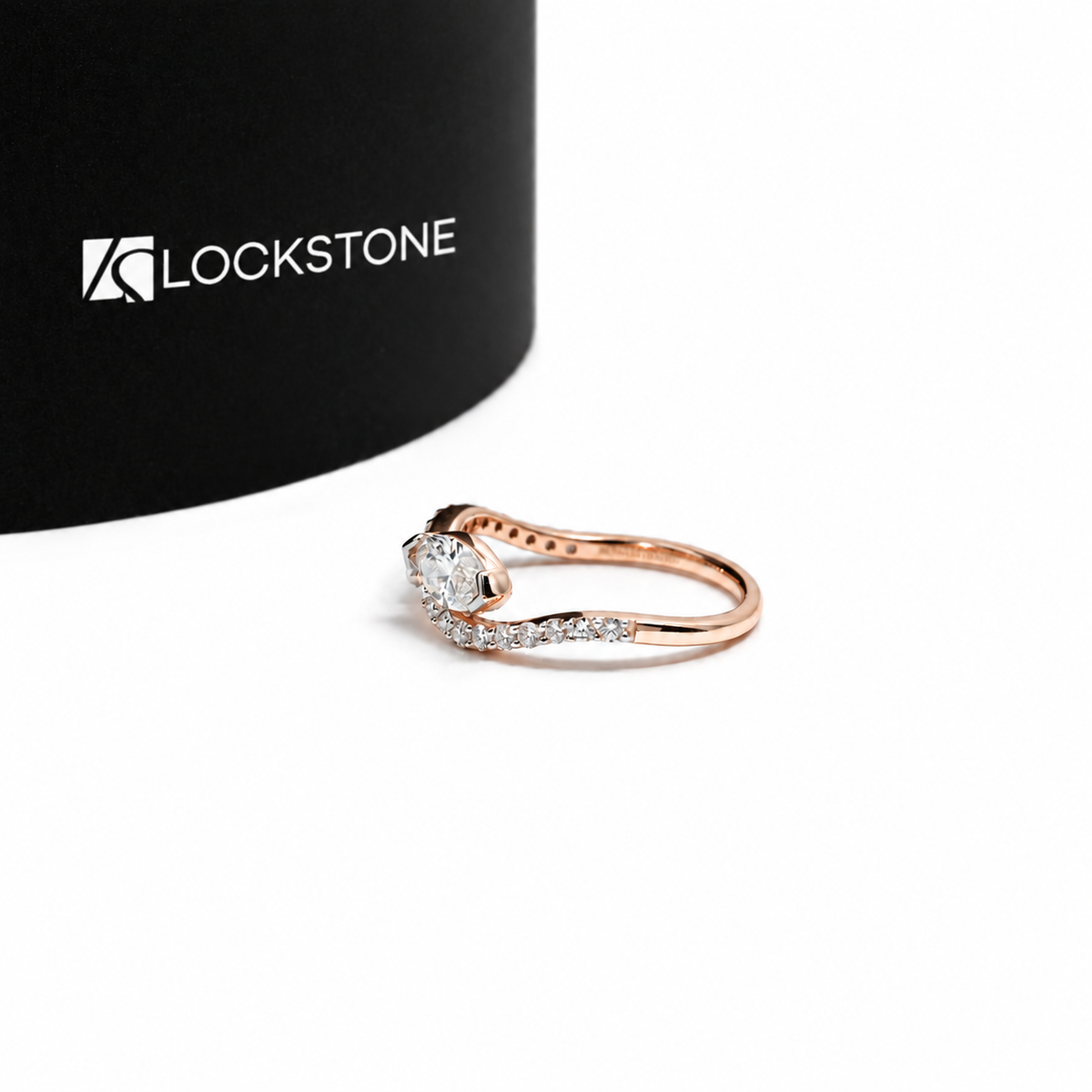 Marquise Lab Diamond Two Stone Pave Bypass Engagement Ring