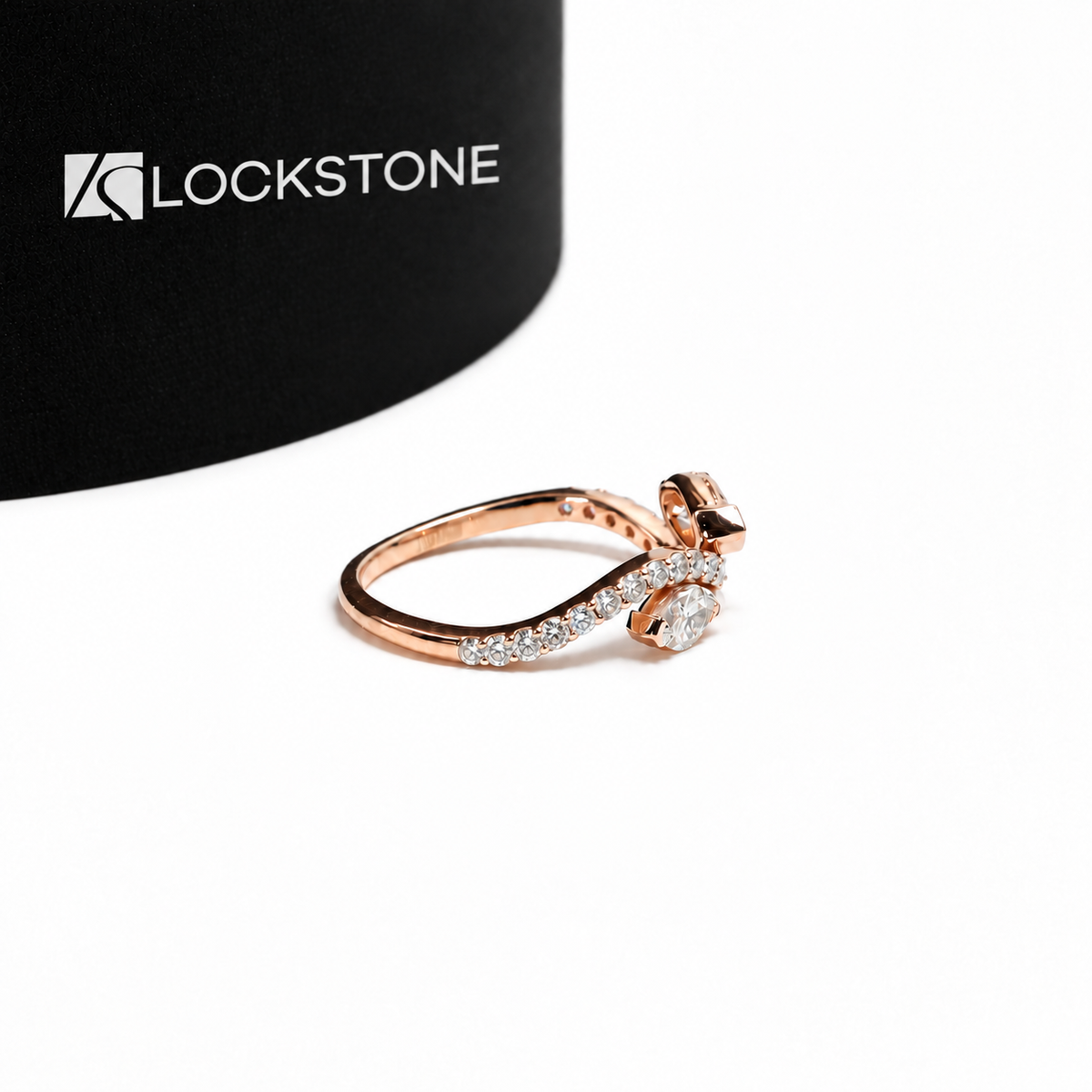 Marquise Lab Diamond Two Stone Pave Bypass Engagement Ring