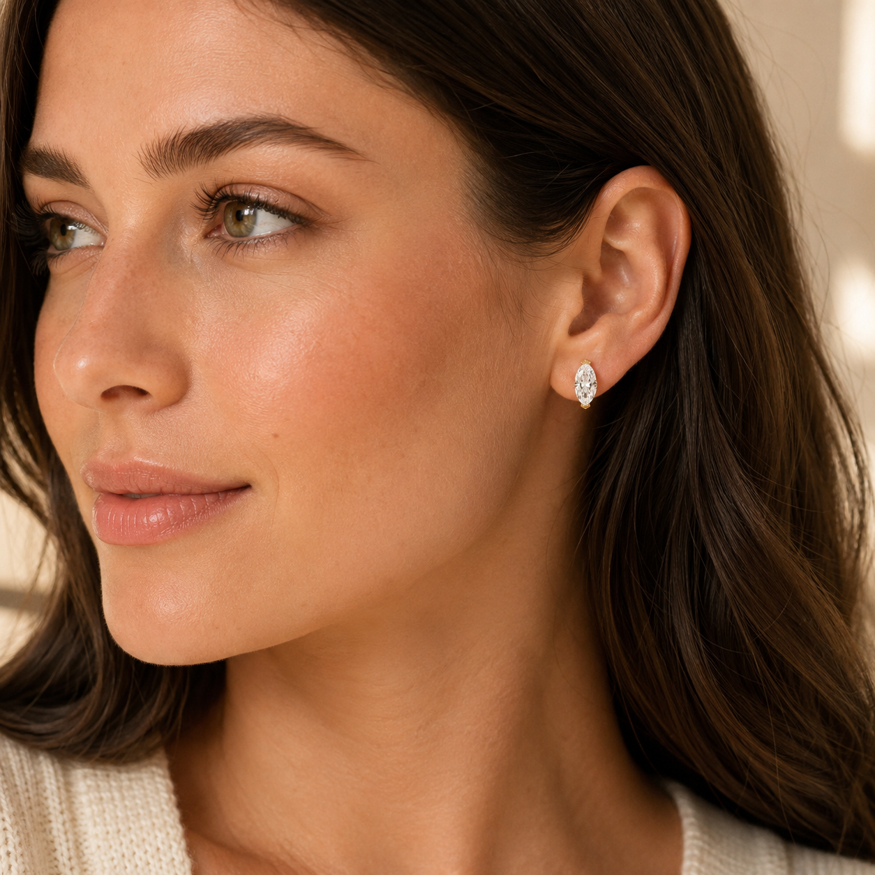 Marquise Lab Diamond Stud Earrings