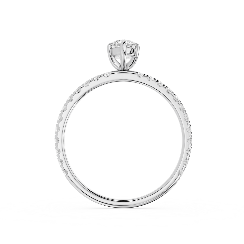 Silver ring with a diamond on a white background