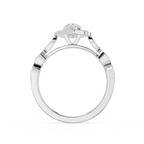 Silver ring with a diamond on a white background