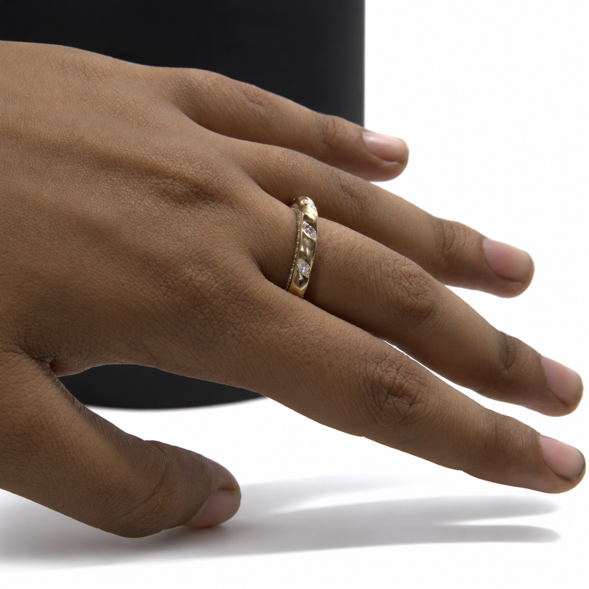Marquise Lab Diamond Diagonal Station Eternity Wedding Band