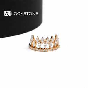 Marquise Lab Grown Diamond Crown Wedding Band in 18K in Gold