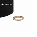 Rose gold baguette cut lab grown diamond wedding band featuring horizontally set rectangular diamonds in prong settings