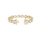 Pear Shape Lab Grown Diamond Tennis Bracelet in Yellow Gold Open Clasp View