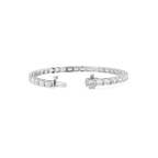 Open view of emerald cut lab grown diamond bracelet in White gold