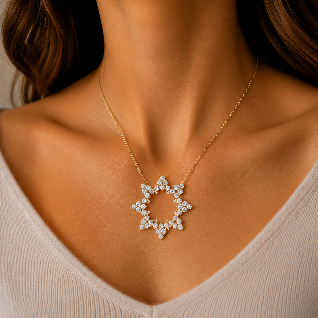 Lab Grown Diamond Open Star Pendant
