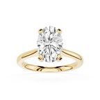 Front View Of Yellow Gold Oval Cut Cathedral Solitaire Lab Diamond Engagement Ring