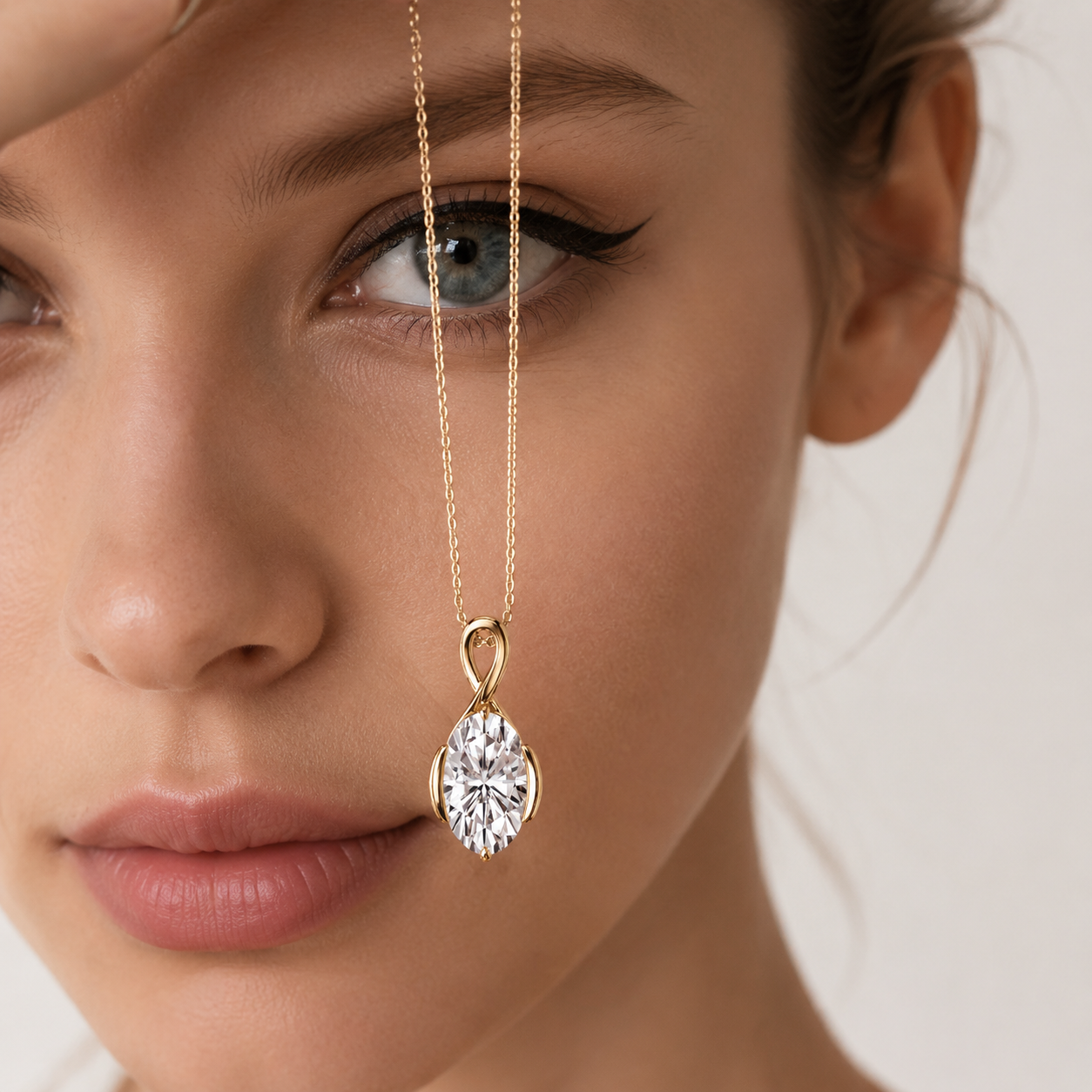 Oval Cut Lab Grown Diamond Infinity Pendant