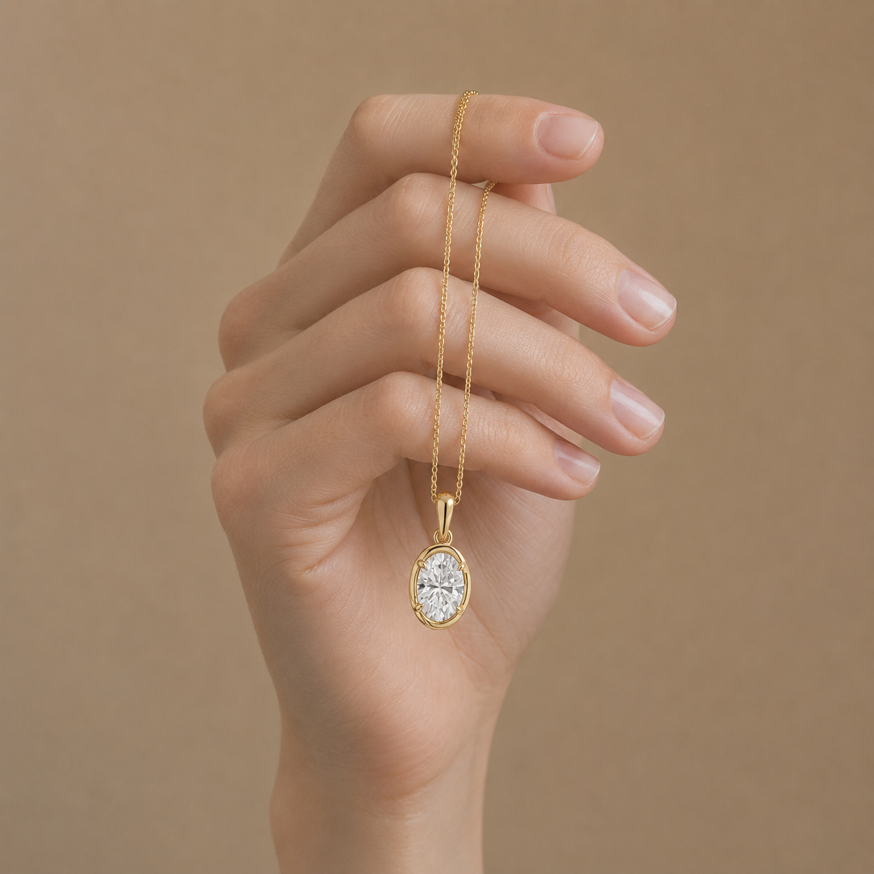 Oval Cut Lab Grown Diamond Solitaire Pendant