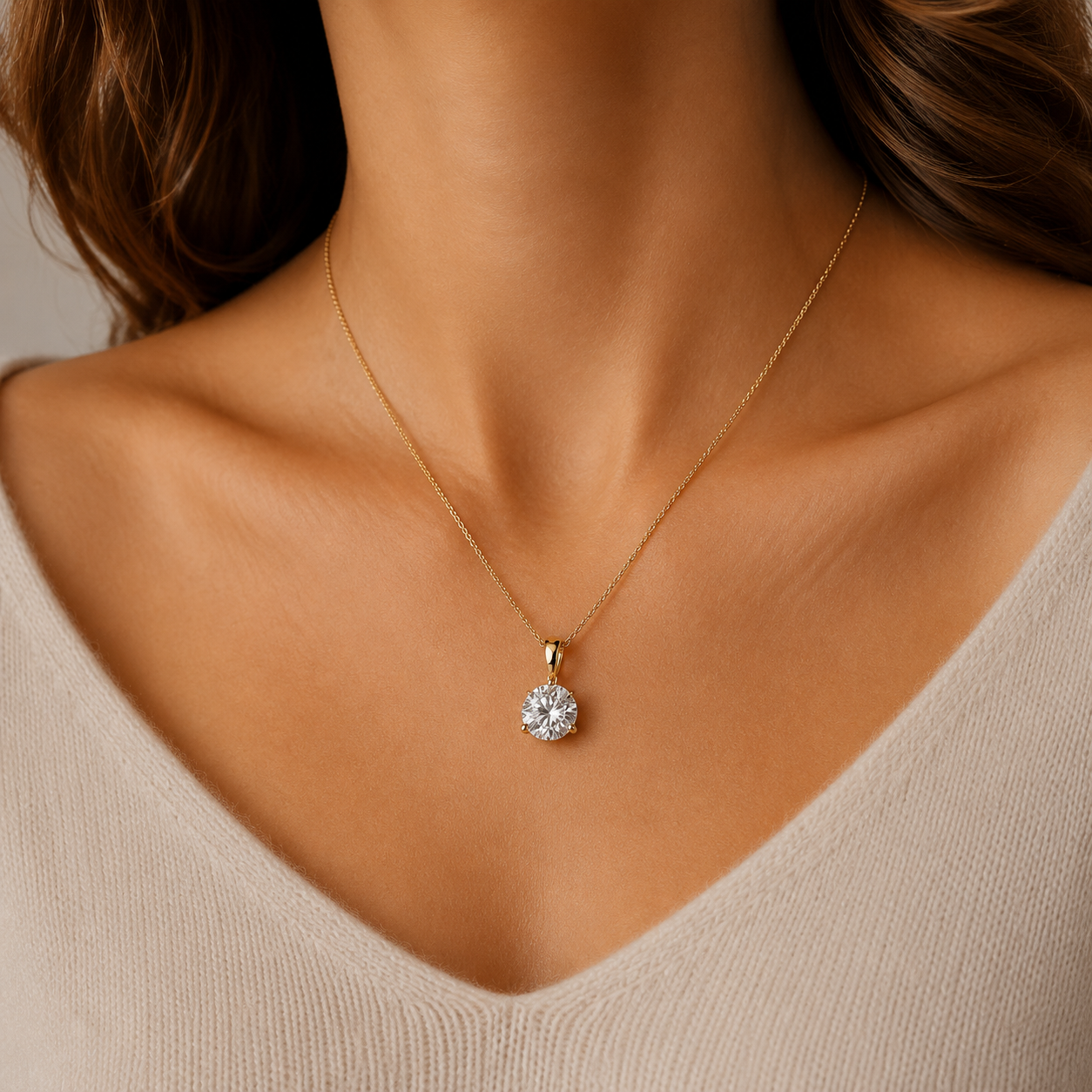 Oval Lab Grown Diamond Solitaire Pendant