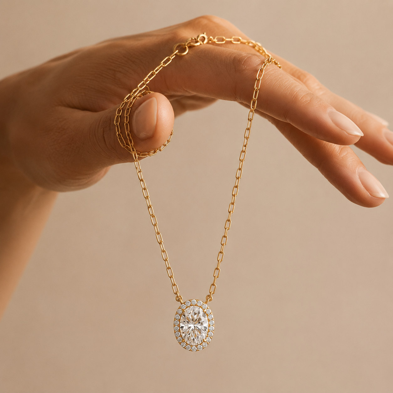 Oval Halo Lab Grown Diamond Pendant