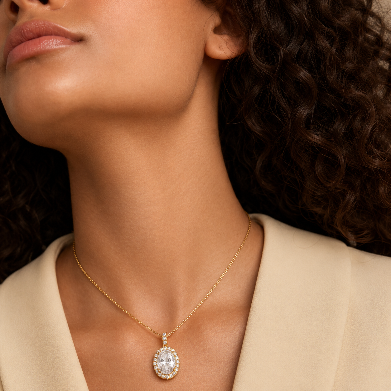 Oval Halo Lab Grown Diamond Pendant