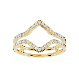 14K Yellow Gold Double Chevron Lab Grown Diamond Ring