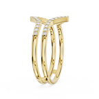 14K Yellow Gold Double Chevron Lab Grown Diamond Ring