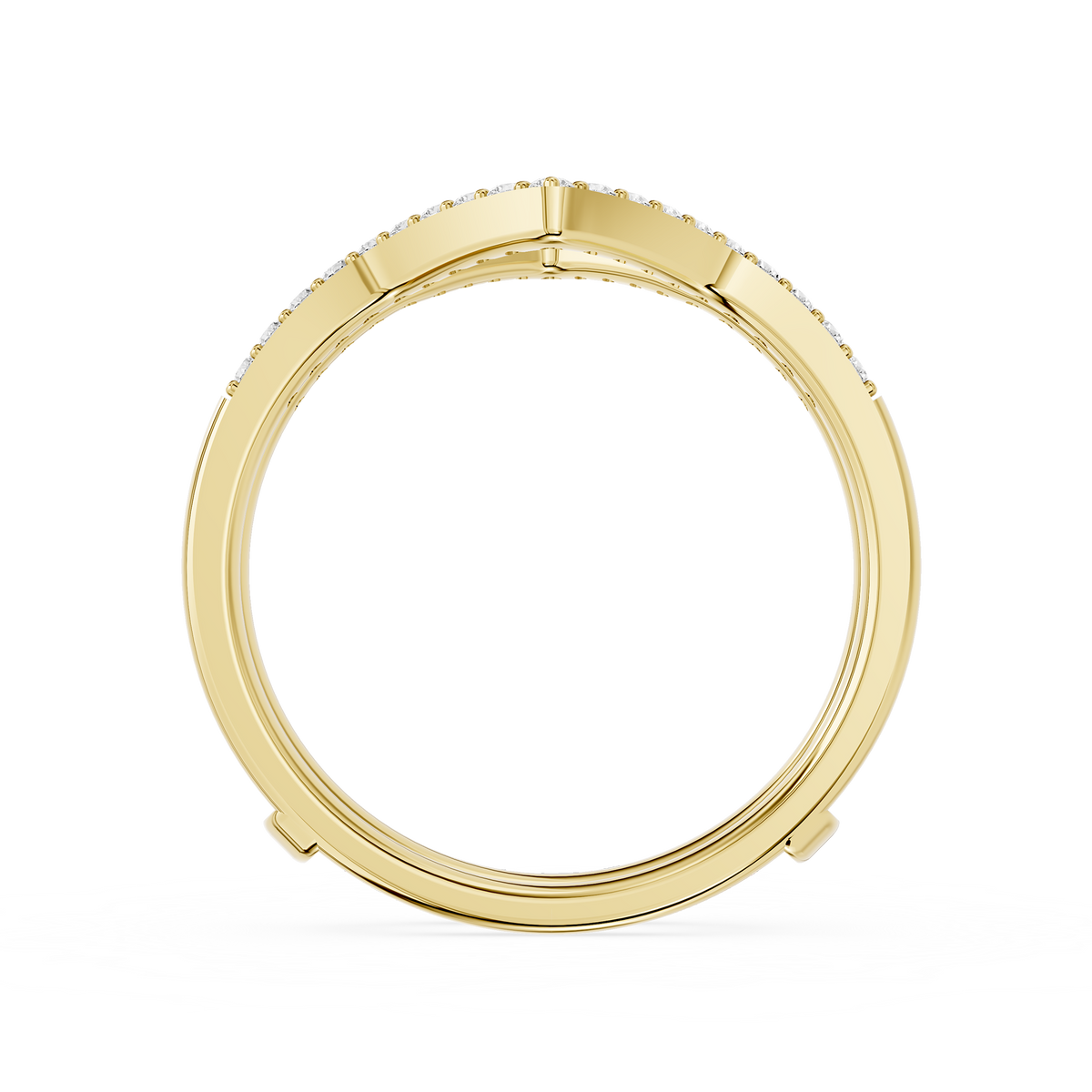 14K Yellow Gold Double Chevron Lab Grown Diamond Ring