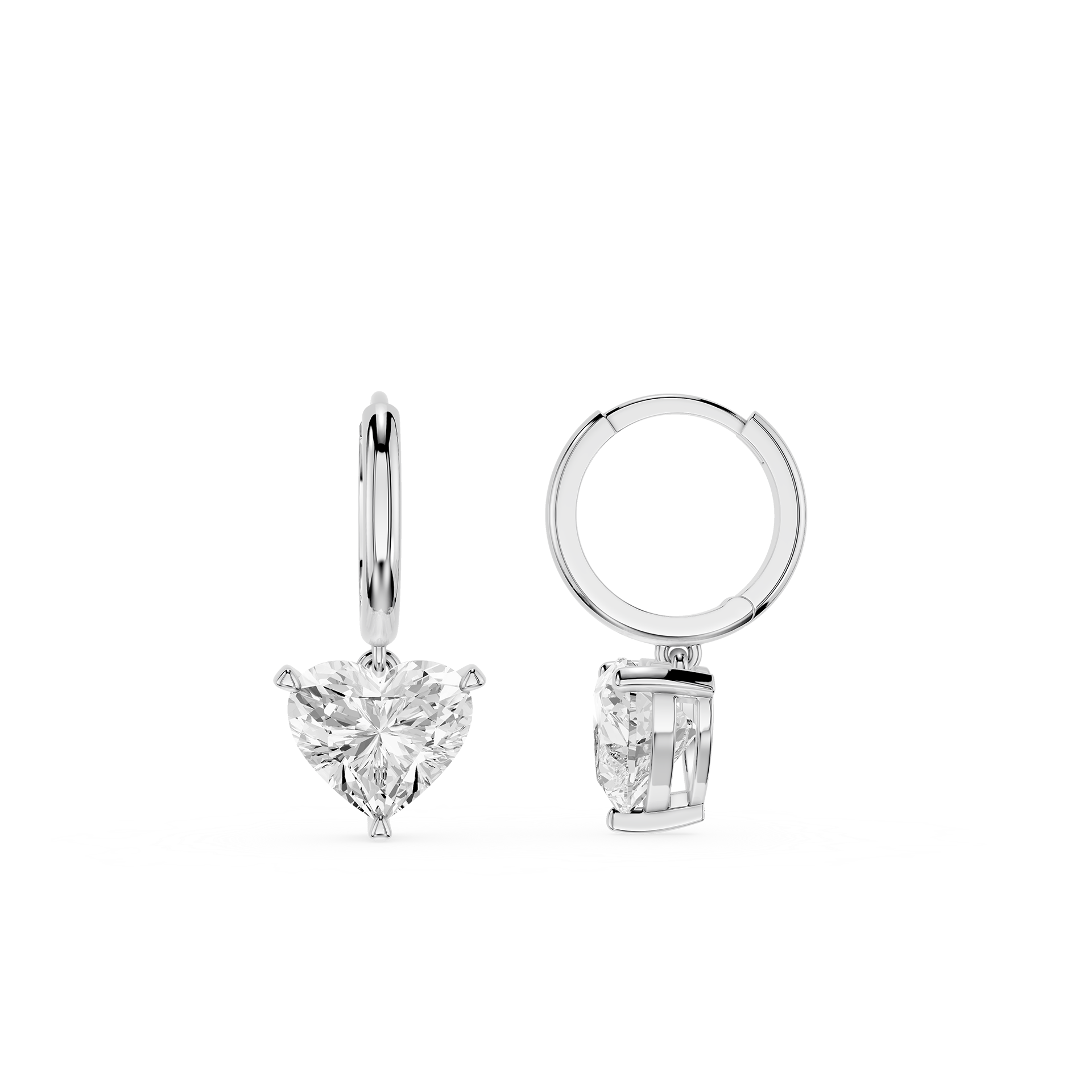 Pair of diamond earrings on a white background