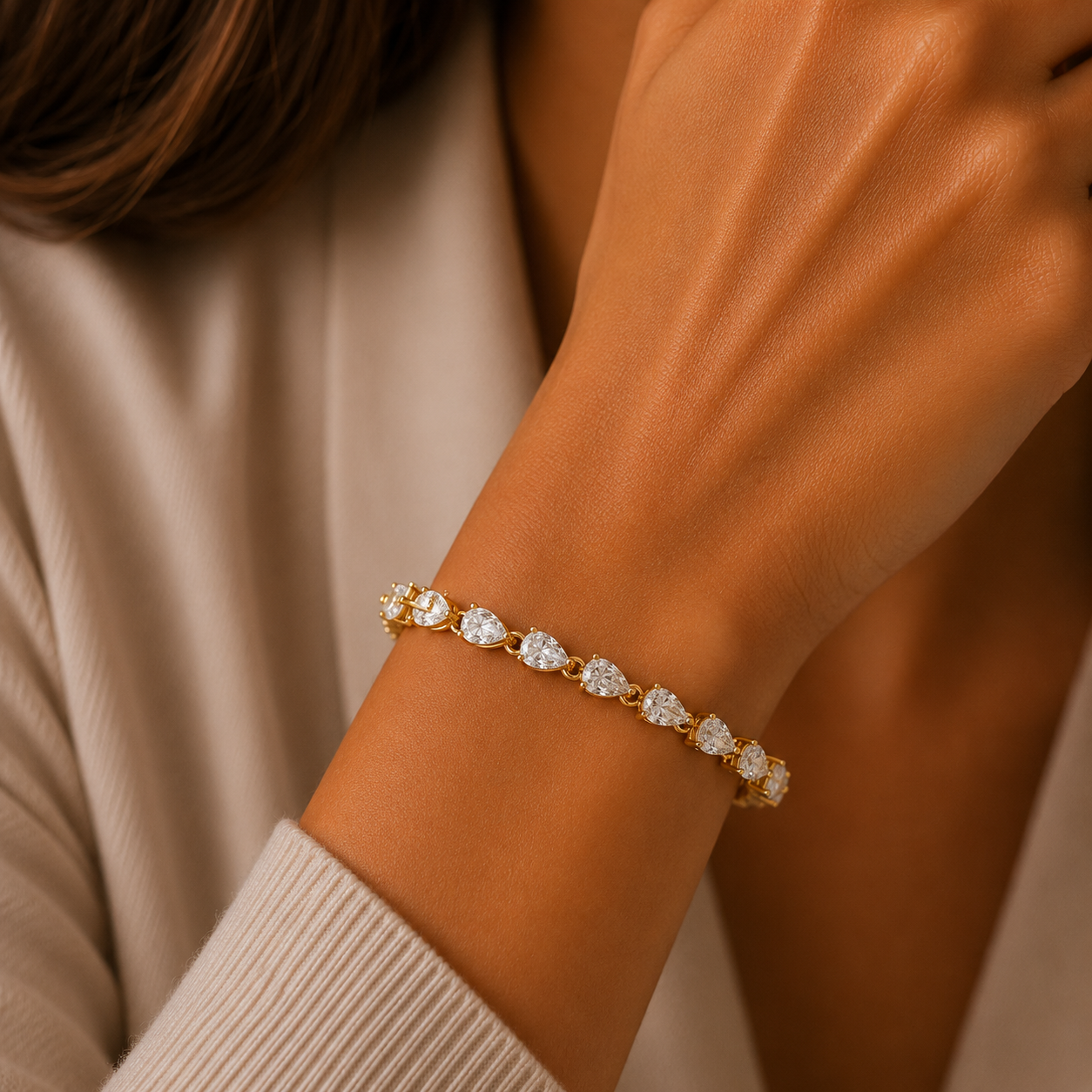 Lab Grown Pear Shape Diamond Tennis Bracelet