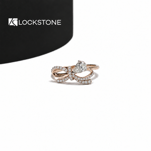 Pear Cut Lab Diamond Pave Bow Engagement Ring in Rose Gold