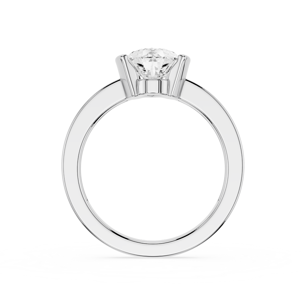 Silver ring with a diamond on a white background