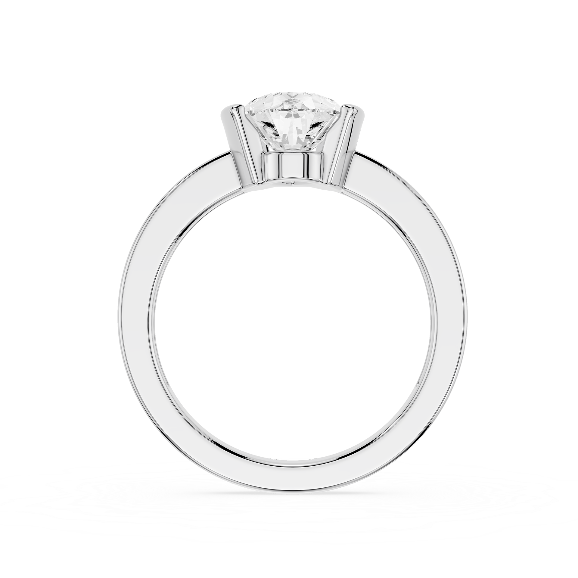 Silver ring with a diamond on a white background