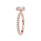 Rose gold diamond ring on a white background