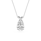 Teardrop-shaped diamond pendant on a white background
