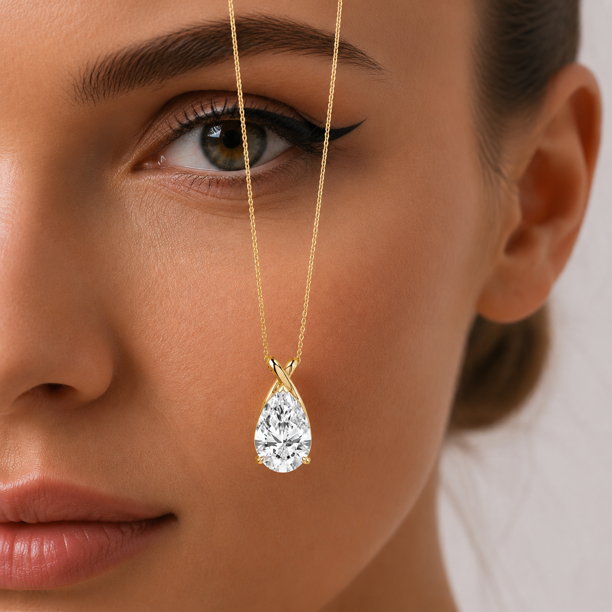 Pear Cut Lab Grown Diamond Twist Pendant