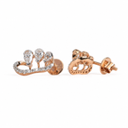 Teardrop Lab Grown 3 Stone Diamond Climber Stud Earrings