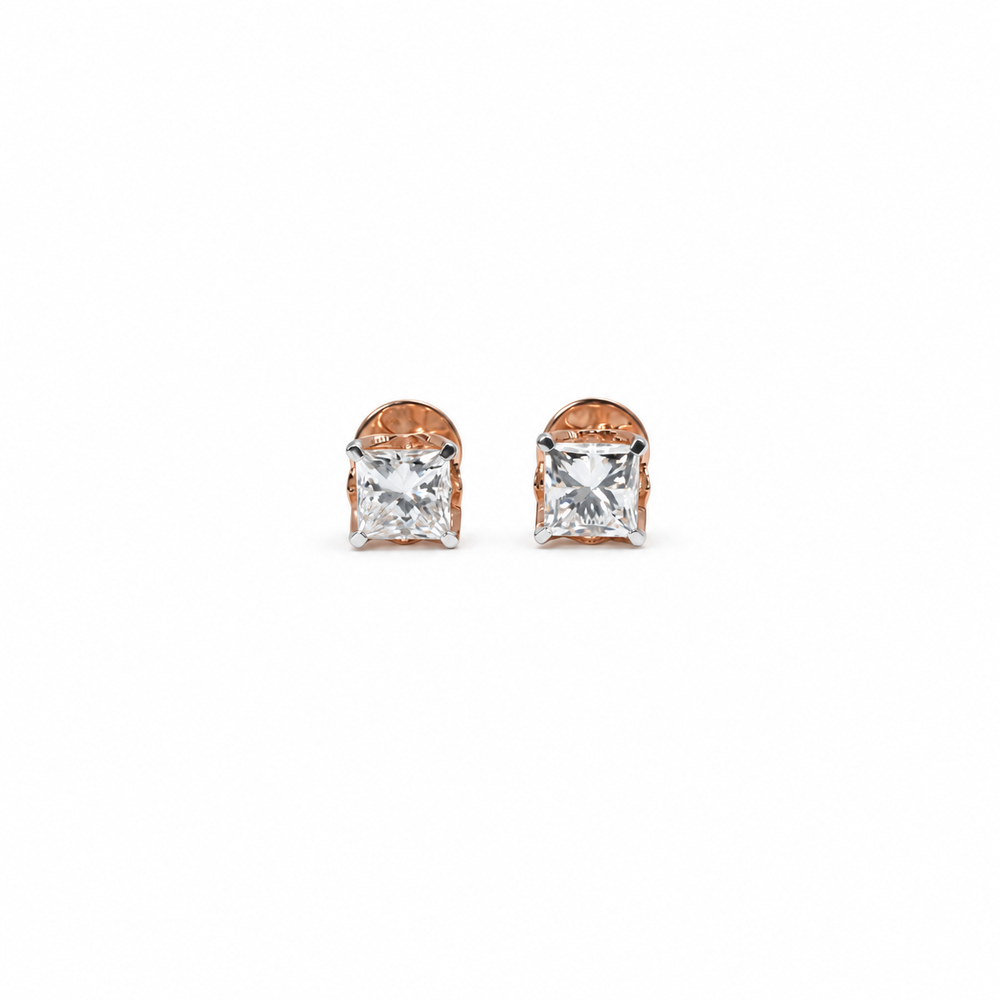 Princess Cut Lab Grown Diamond Solitaire Earrings