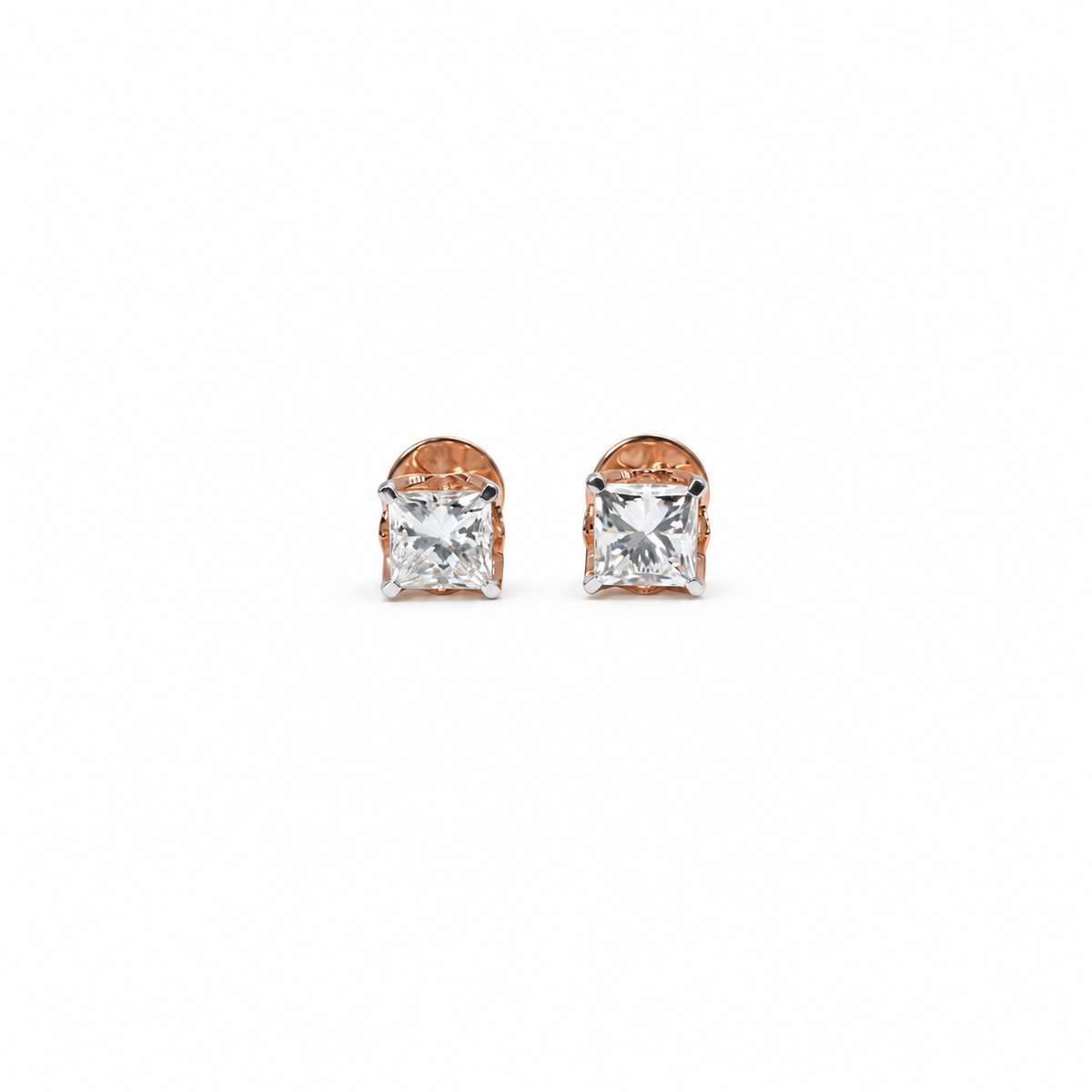 Princess Cut Lab Grown Diamond Solitaire Earrings