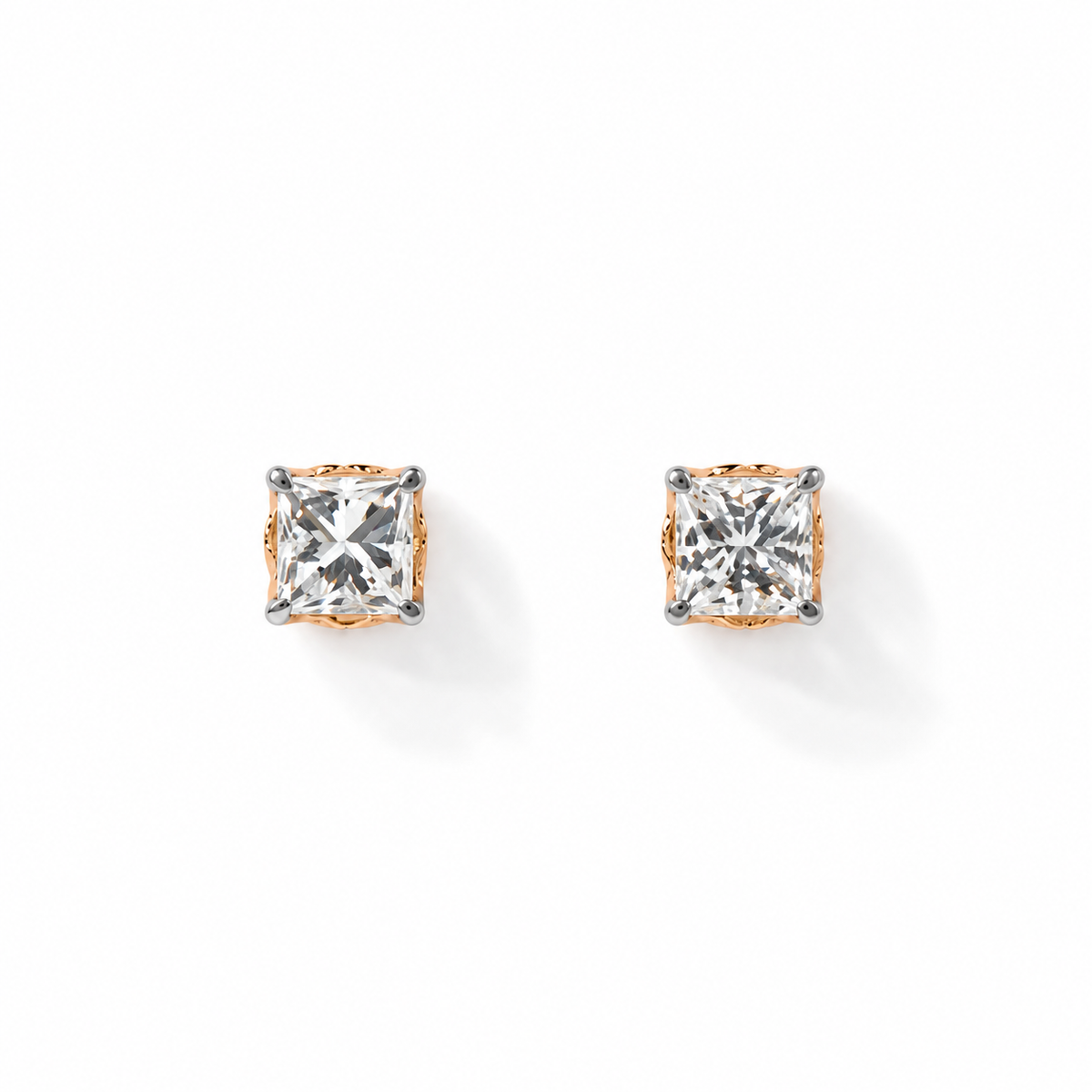 Princess Cut Lab Grown Diamond Solitaire Earrings
