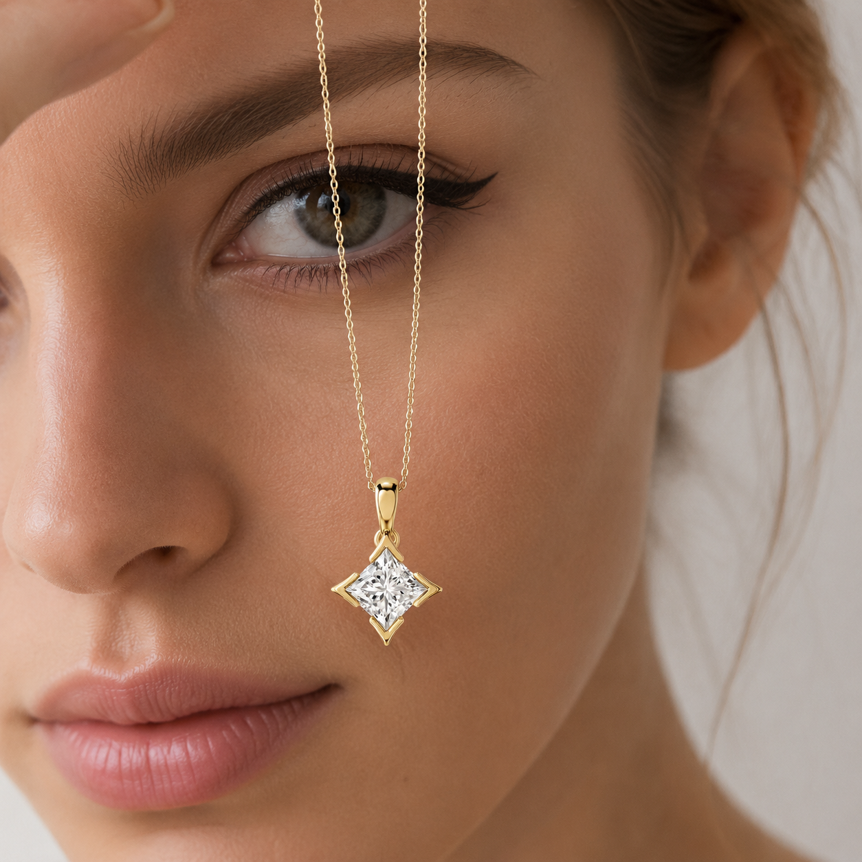 Princess Cut Lab Grown Diamond Solitaire Pendant