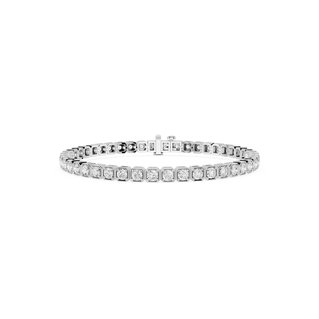 Lab Grown Round Bezel Diamond Tennis Bracelet
