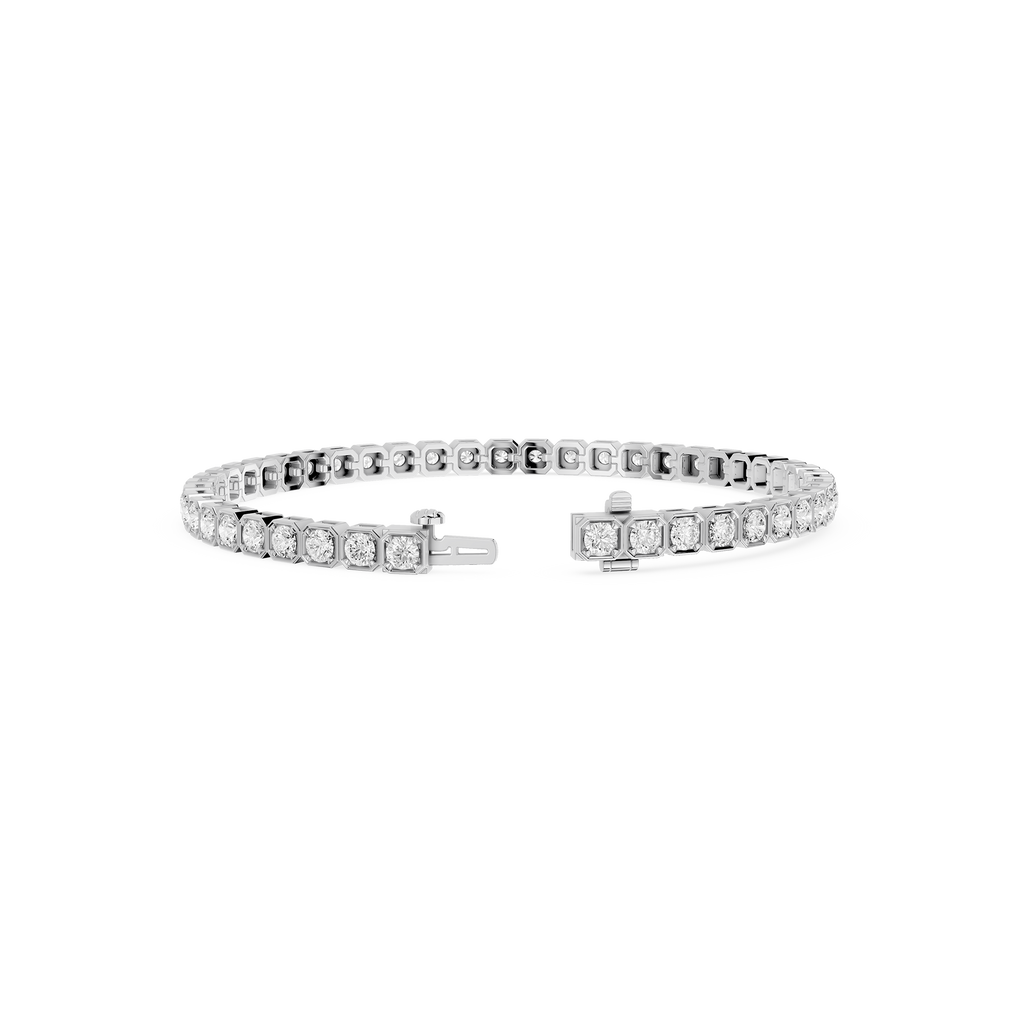 Lab Grown Round Bezel Diamond Tennis Bracelet