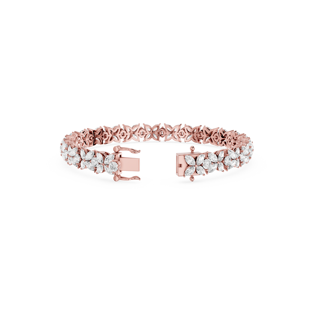 Lab Grown Diamond Marquise Floral Tennis Bracelet