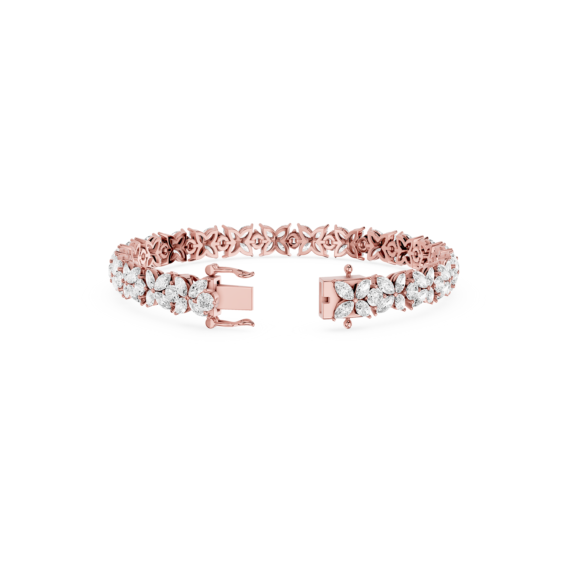 Lab Grown Diamond Marquise Floral Tennis Bracelet