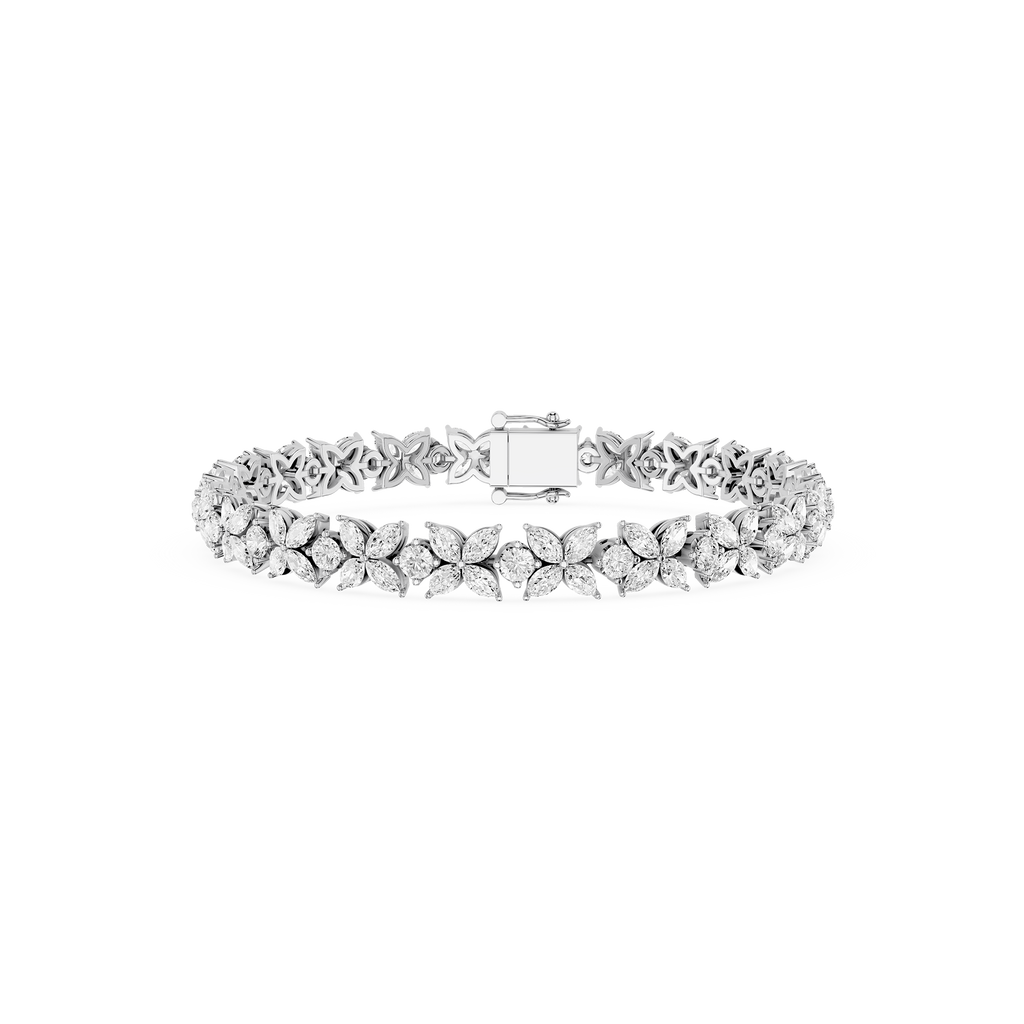 Lab Grown Diamond Marquise Floral Tennis Bracelet