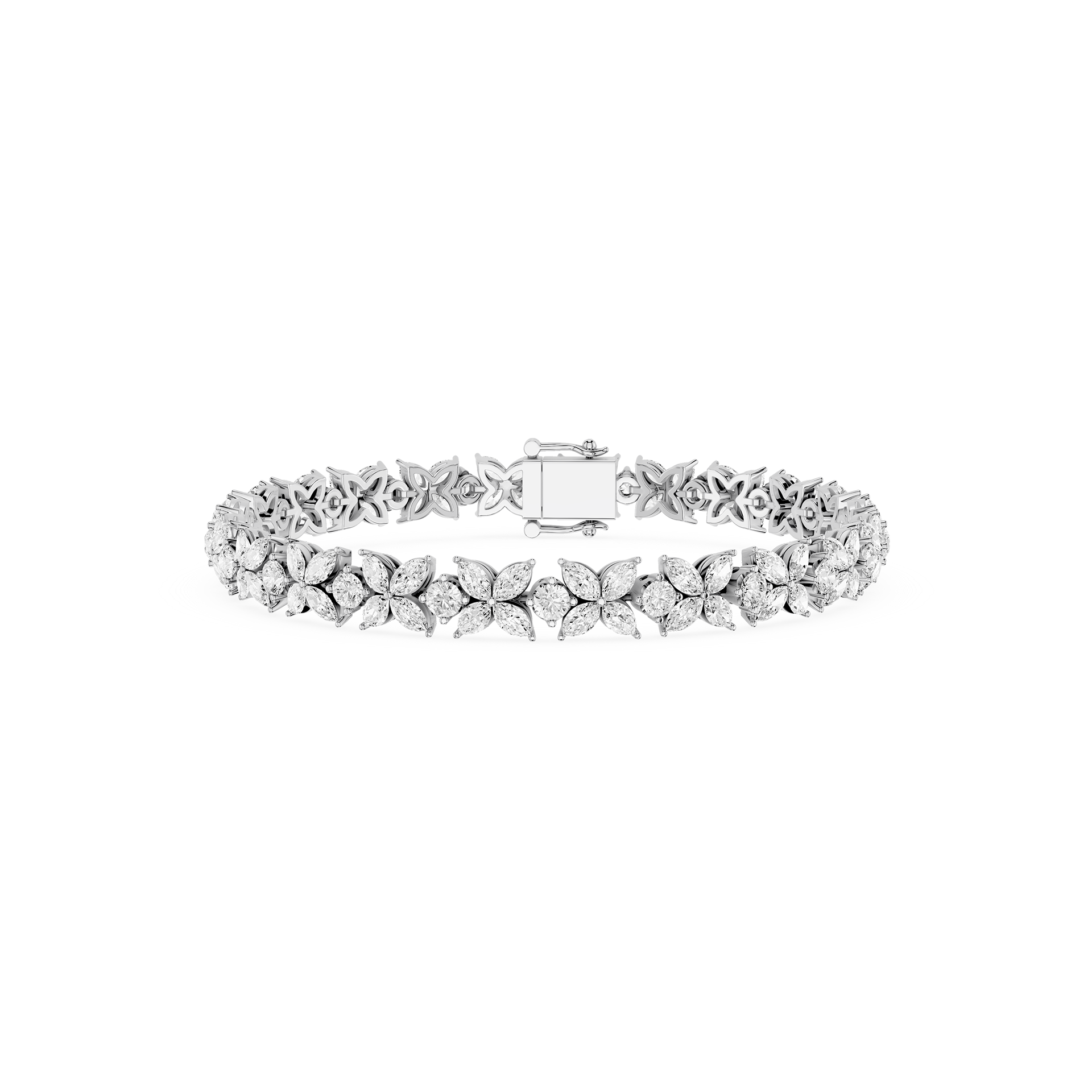 Lab Grown Diamond Marquise Floral Tennis Bracelet