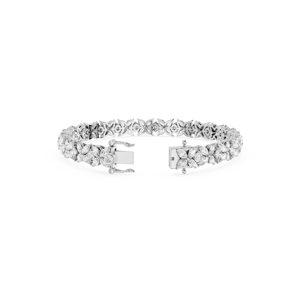 Lab Grown Diamond Marquise Floral Tennis Bracelet