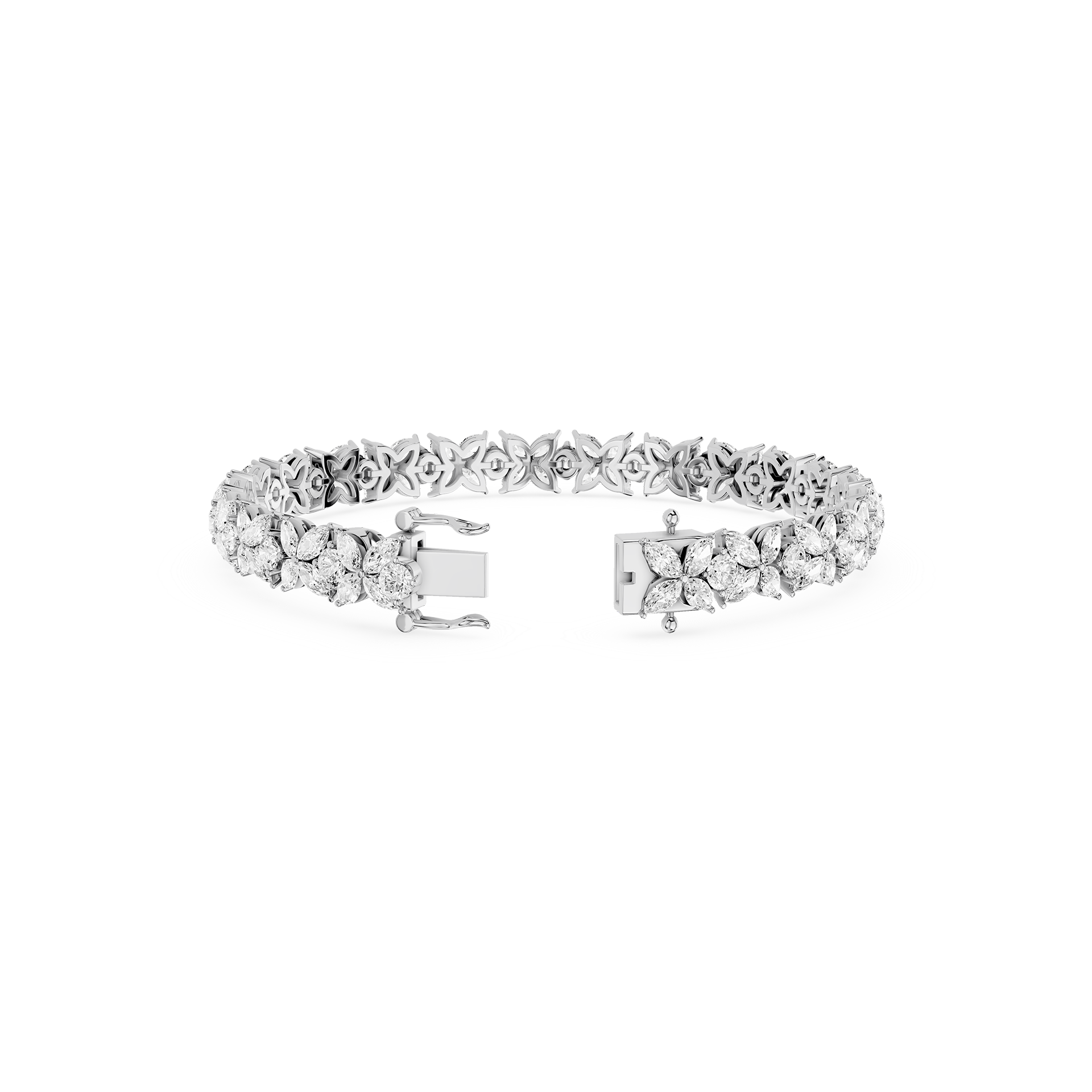 Lab Grown Diamond Marquise Floral Tennis Bracelet