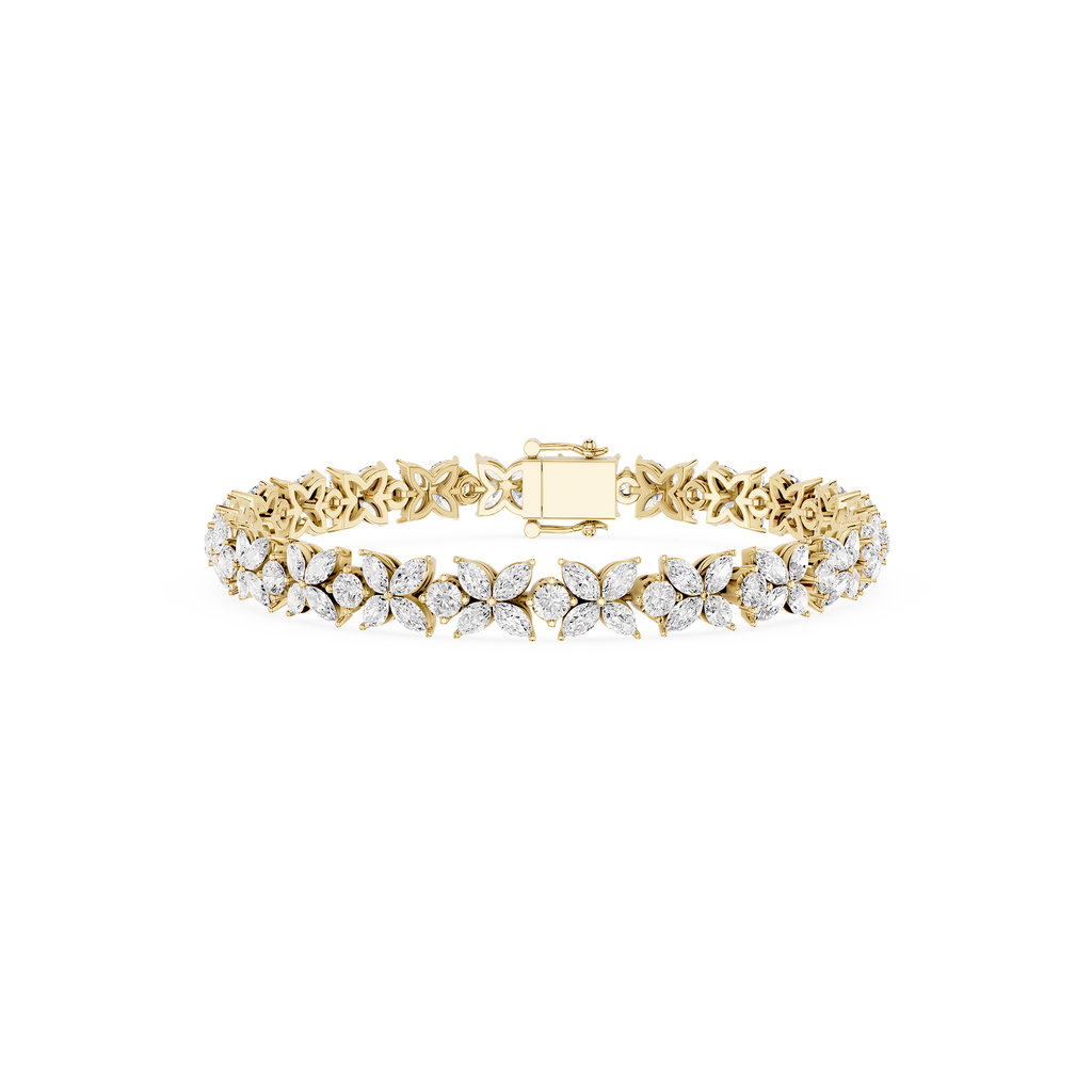 Lab Grown Diamond Marquise Floral Tennis Bracelet
