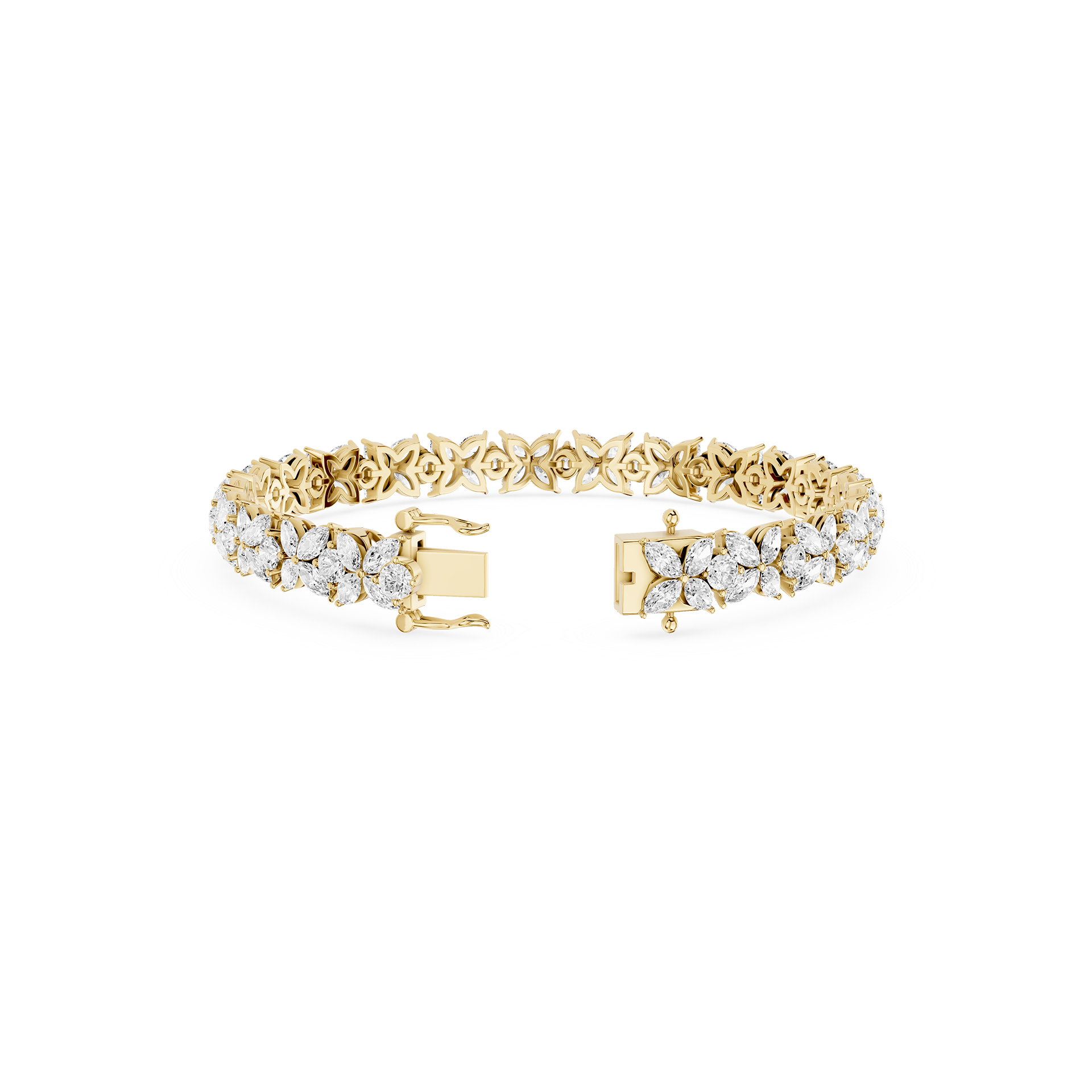 Lab Grown Diamond Marquise Floral Tennis Bracelet